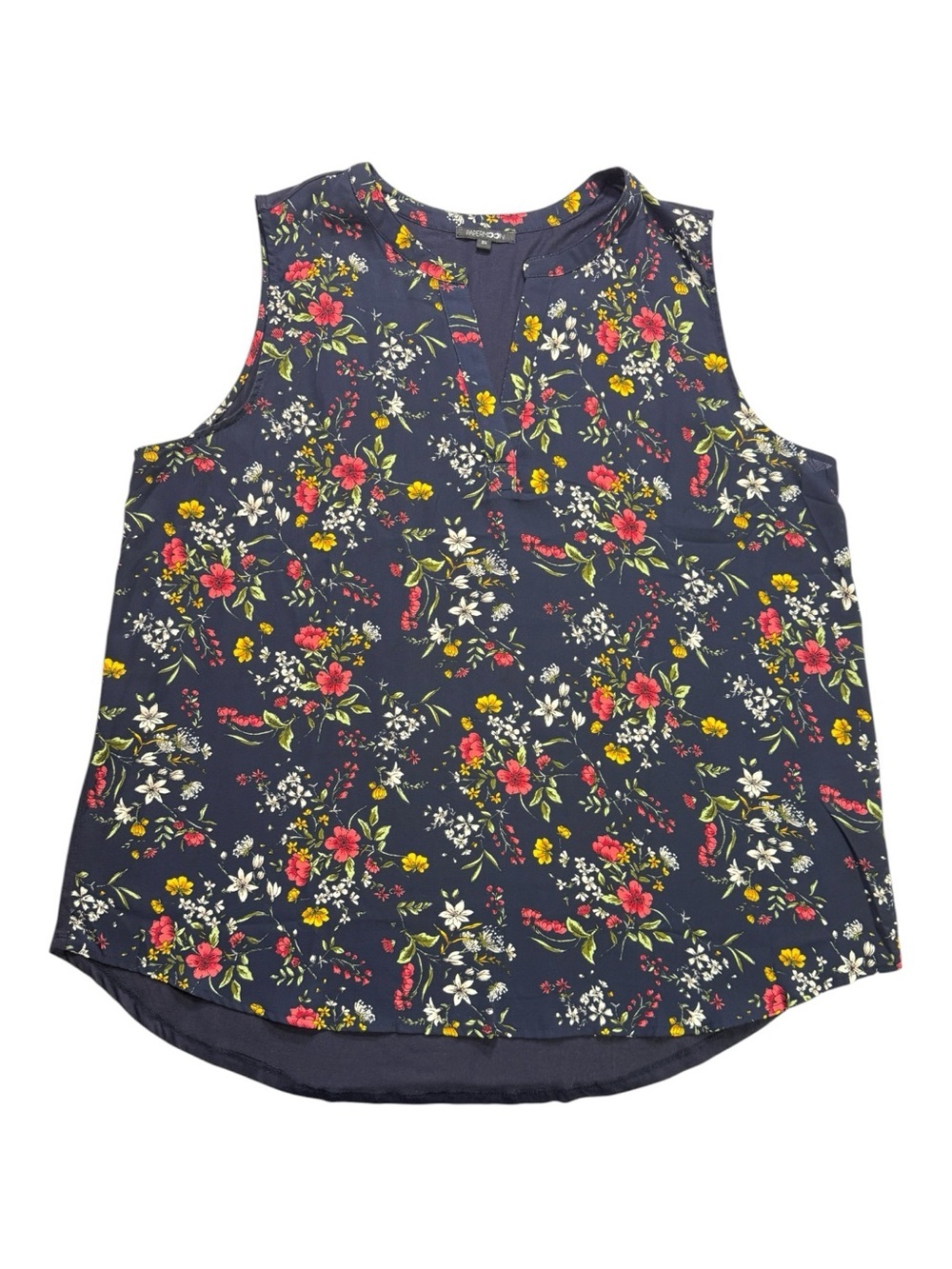 PaperMoon Stitch Fix Sleeveless Floral Blouse Size 2X Navy Multi